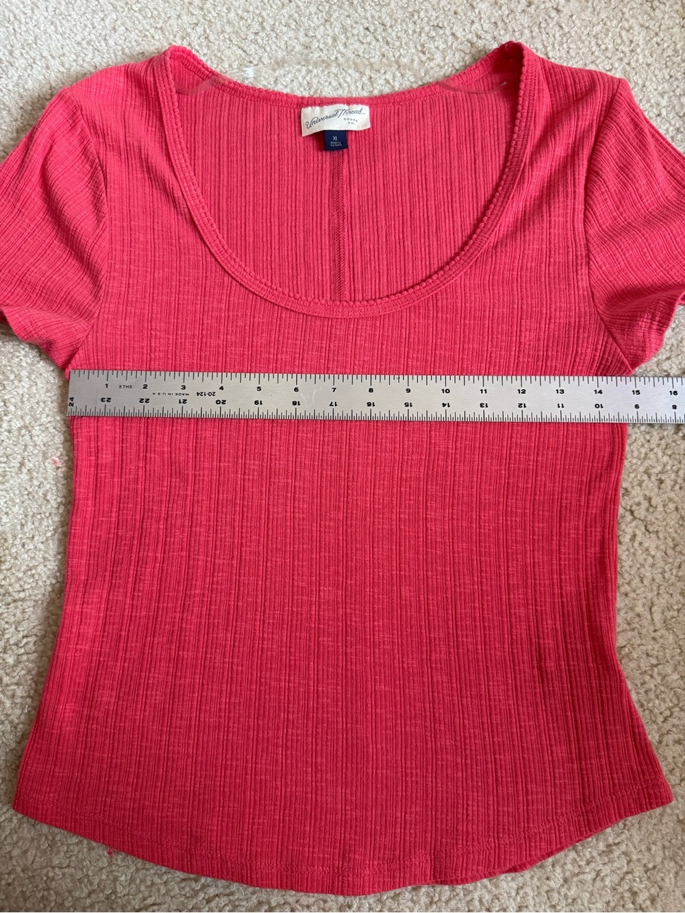 American Threads Scoop Neck Ribbed Tee - Red - Picture 4 of 4